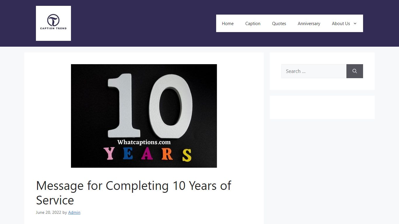 Message for Completing 10 Years of Service - captiontrend.com